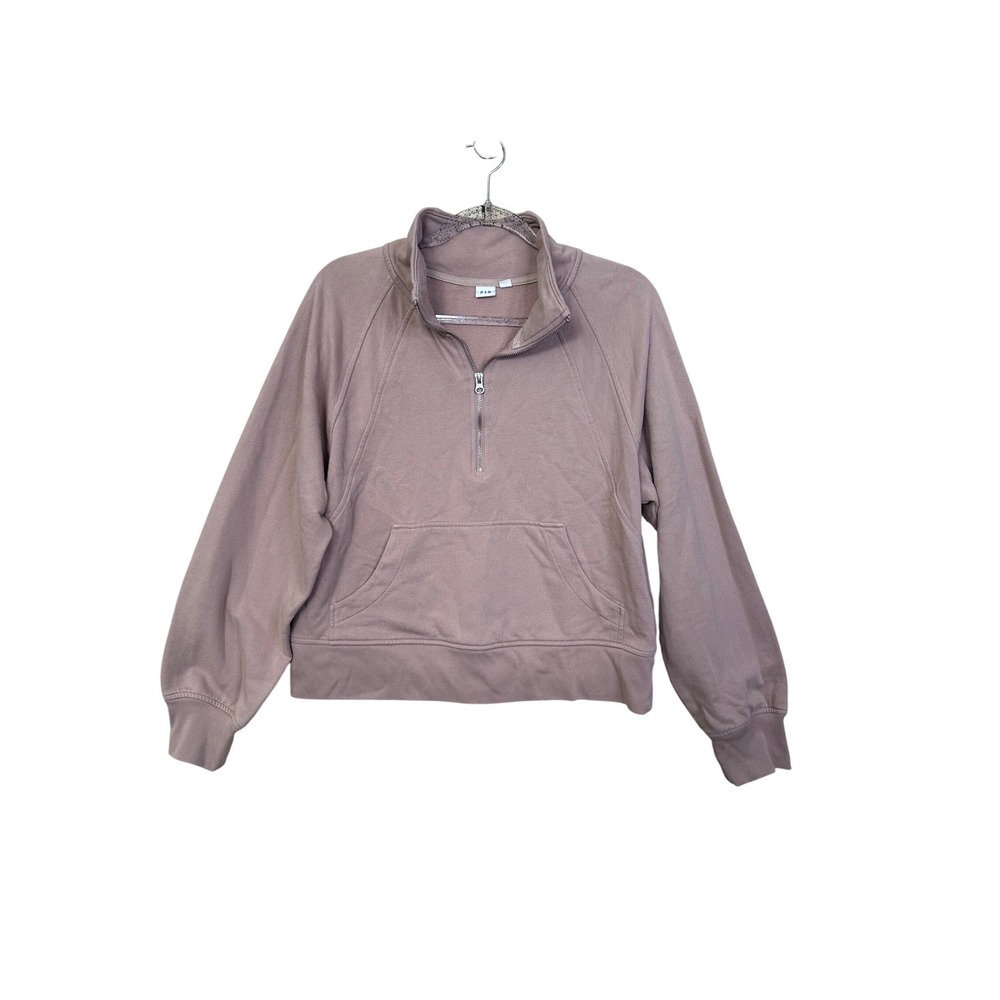 GAP Women Pink‎ Mauve Quarter Zip Pullover Sweatshirt Size Medium